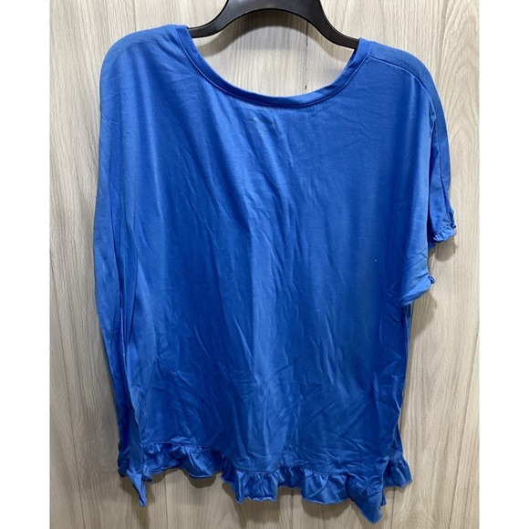 DREAMS CO. Women's (Size 1X) Short Sleeve Crew Neck Sleepshirt Hem/Sleeve Accent - Picture 2 of 4